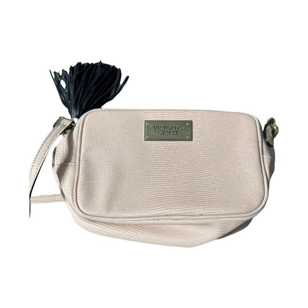 Victorias Secret Beige/Pink/Black Crossbody Bag With Tassel